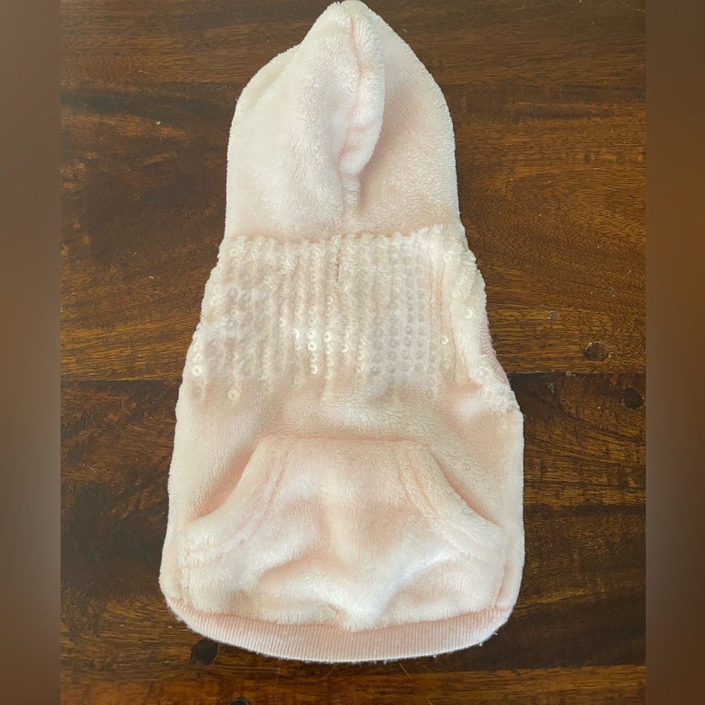 GRREAT CHOICE Pink Sequin Puppy Hoodie for Micro Pups and Small Puppies